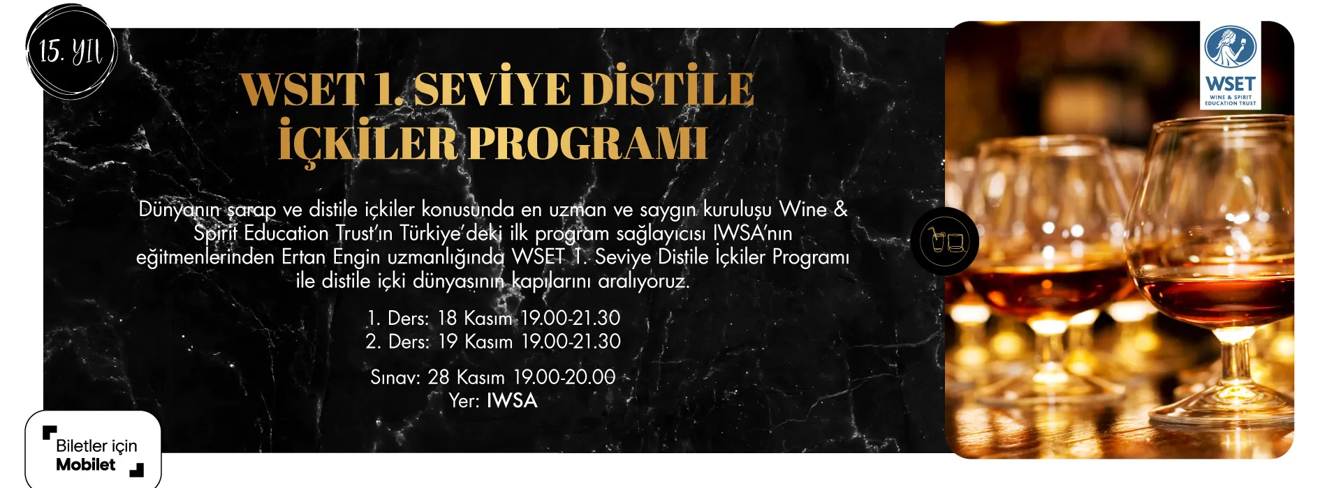 WSET-1. Seviye Distile İçkiler Programı-Kasım 2024